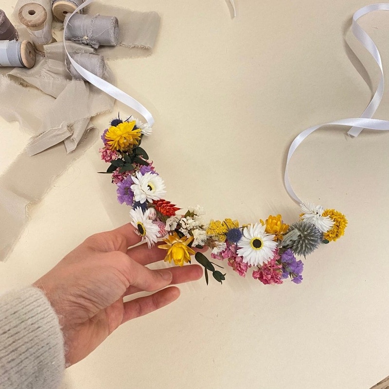 Real Dried Wildflower Half Crown / Meadow Flower Half Crown / Real Dried Flowers Crown / Dried Wedding Crown