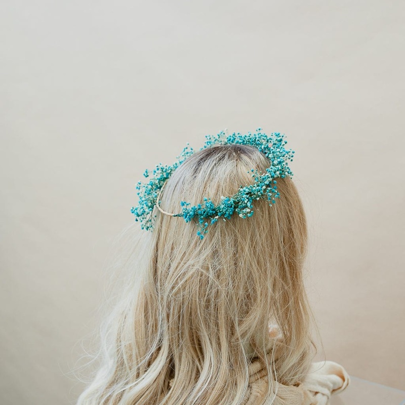 Dried Flowers Bridal Crown – Vibrant Blue