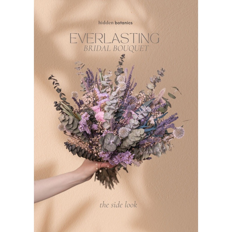 Dried Pale Eucalyptus, Scottish Globe Thistles & Lilac Eternal Roses Wildflower bridal bouquet / Lilac Wedding Bouquet / Purple Wedding