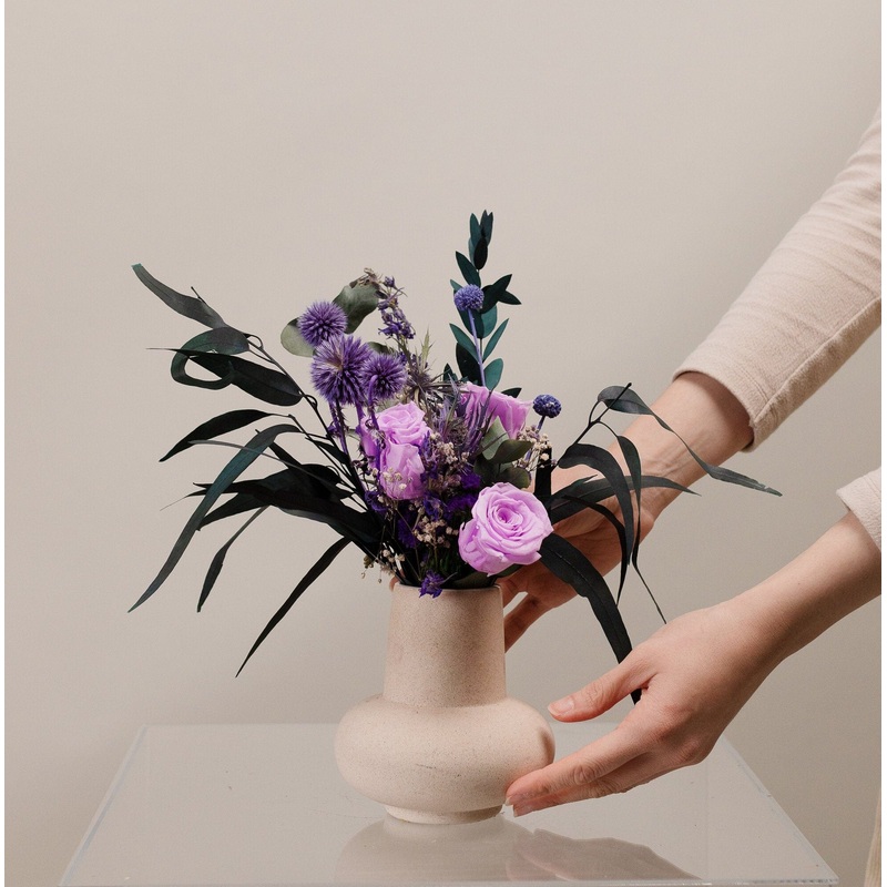 Lilac Roses & Preserved Eucalyptus Wedding Decoration / Green,  Purple, Lilac Home Decoration / Boho home decor