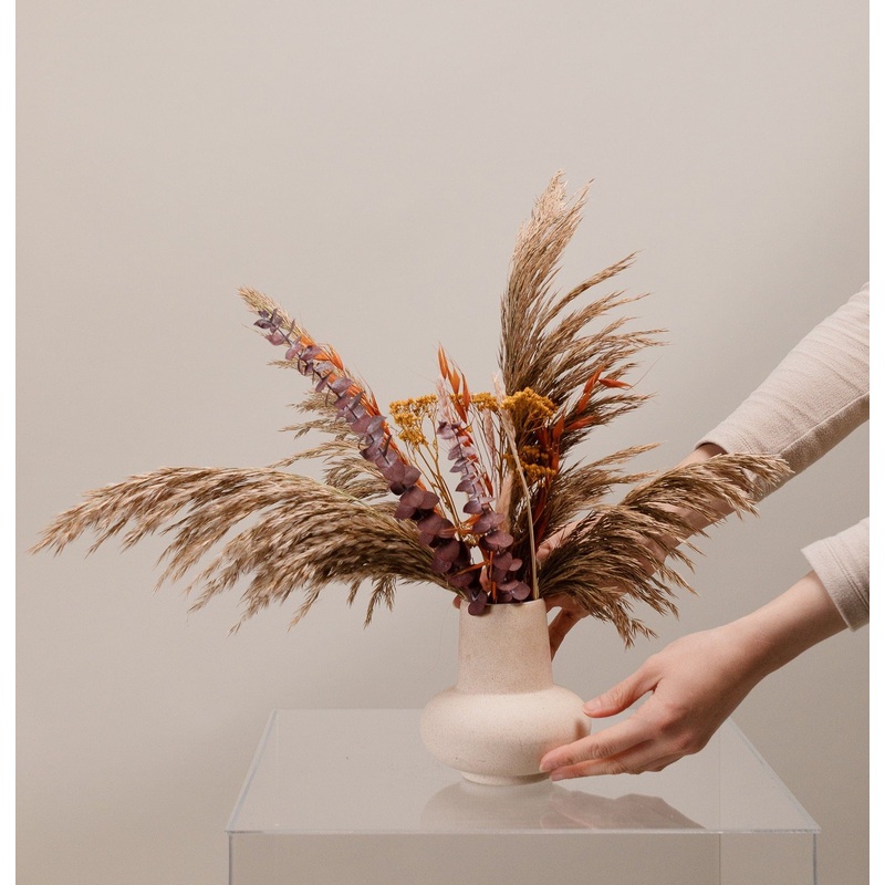 Natural Brown Fluffy Pampas Grass & Eucalyptus with Dried Wildflowers Boho Wedding Decoration / Ceremony Flowers / Centrepiece