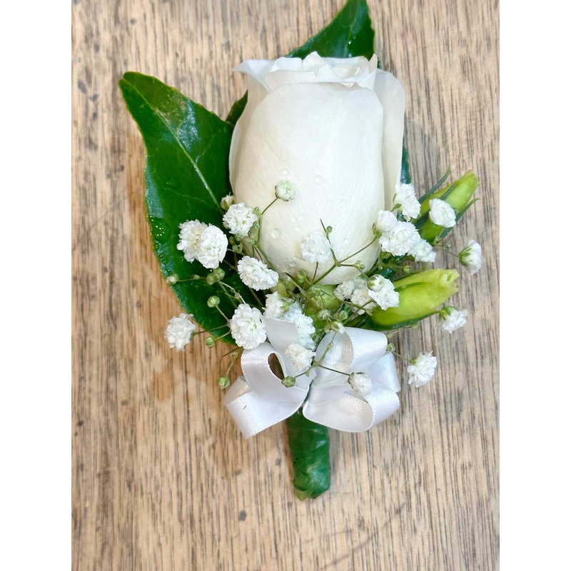1 White Rose Buttonhole
