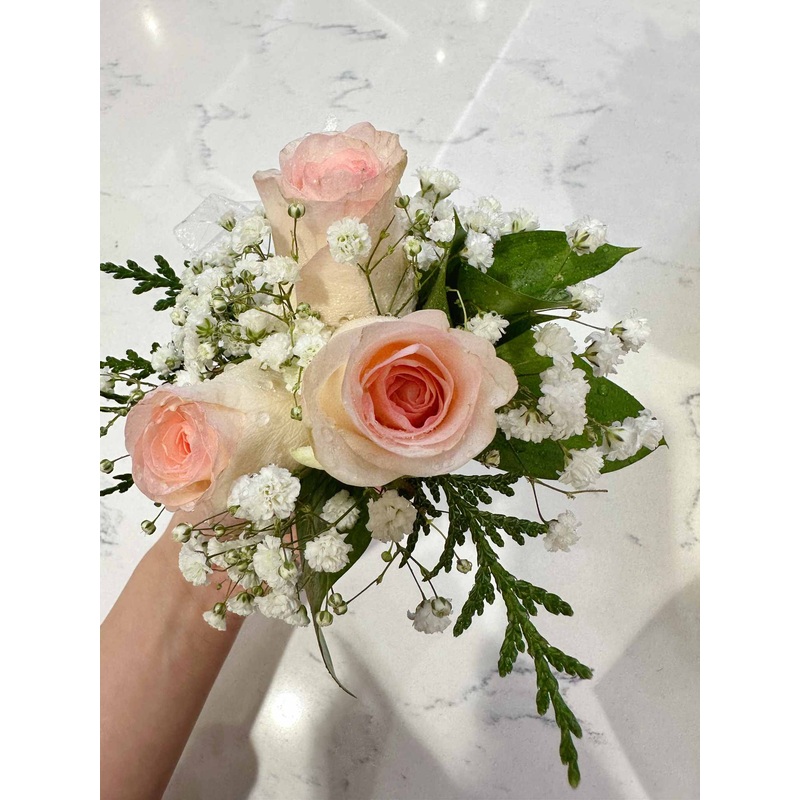 3 Pink Rose Corsage