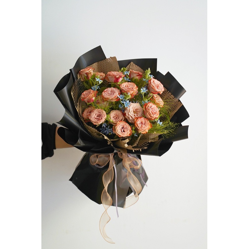 Coffee and Blue Blooms