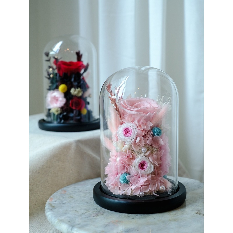 Preserved Flower Dome (Pink & Red)
