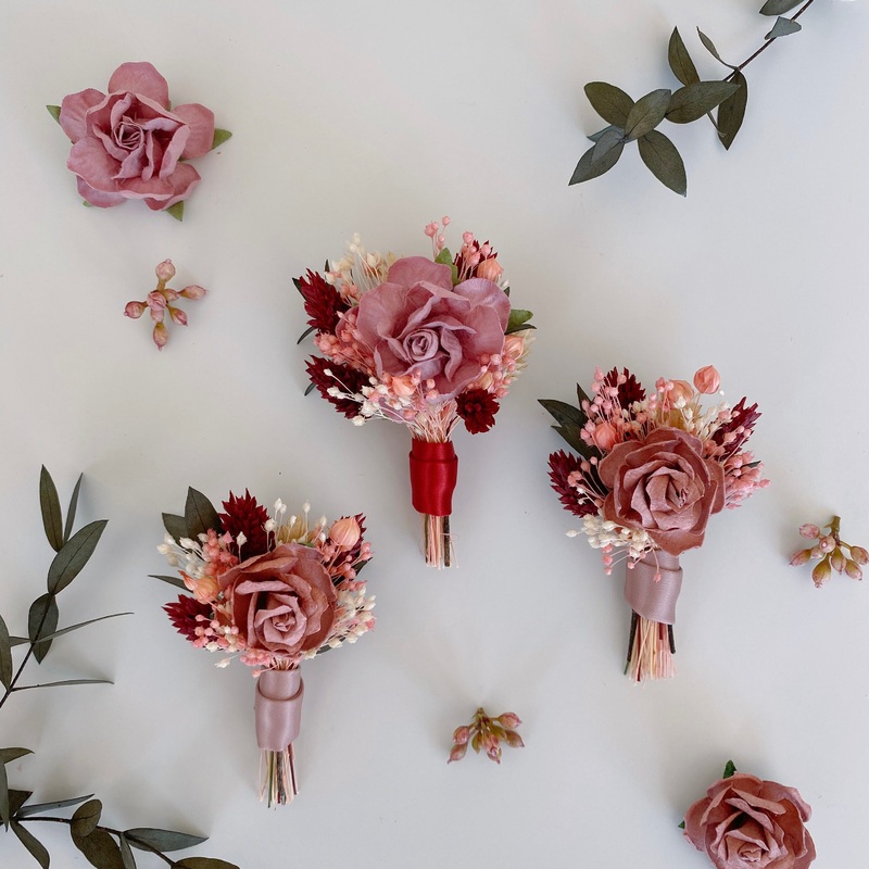 Dusty Pink Single Rose Dried Flower Boutonniere