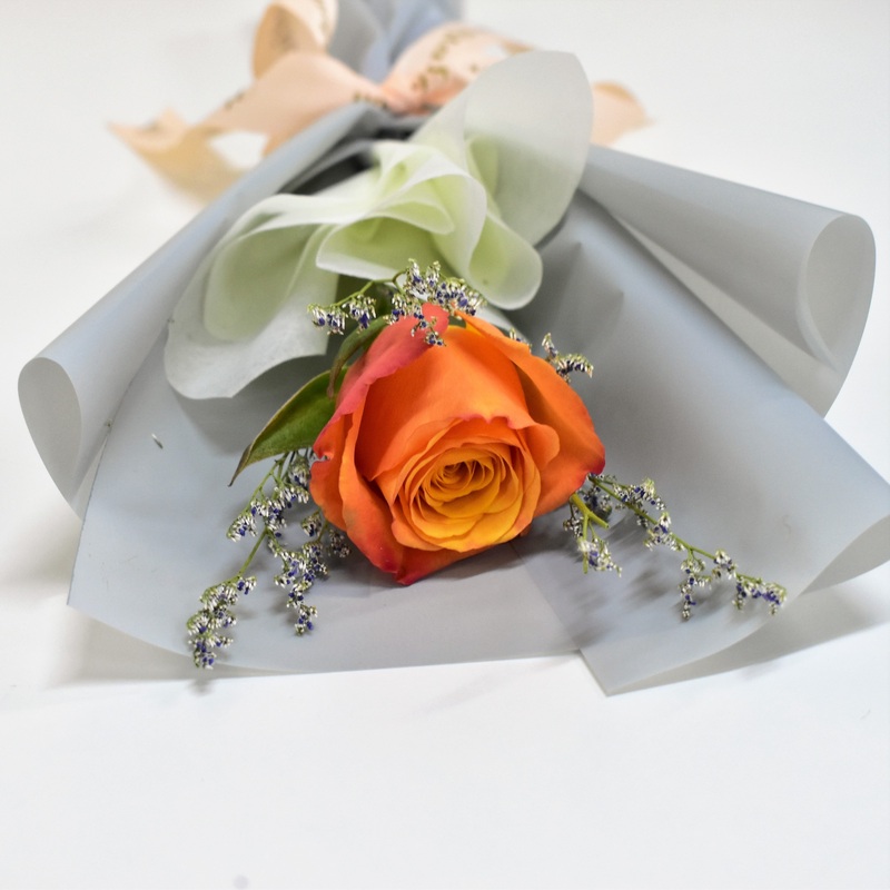 Single Rose Bouquet – Orange