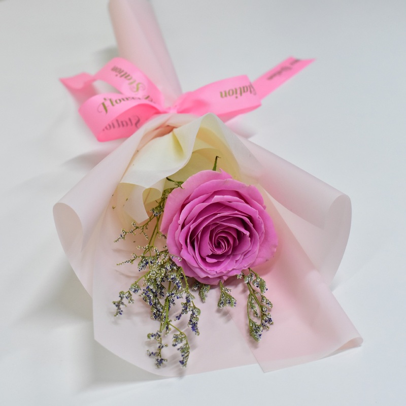 Single Rose Bouquet – Pink