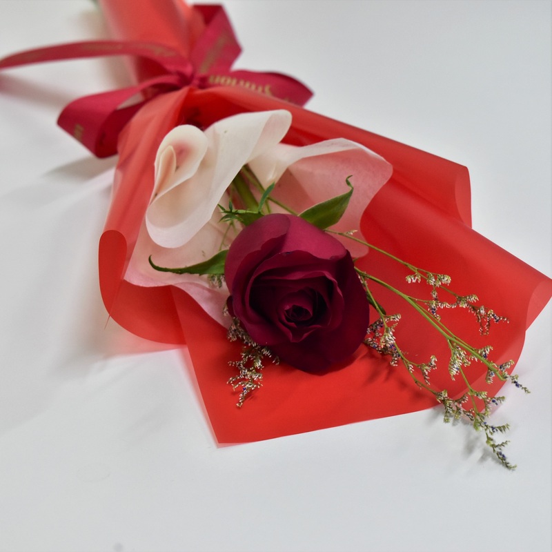 Single Rose Bouquet – Red