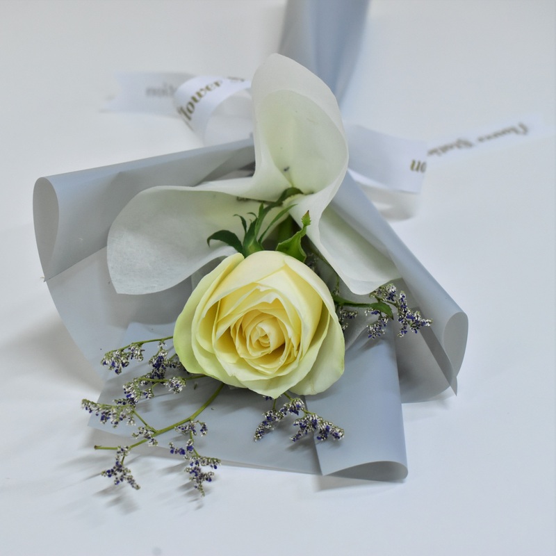 Single Rose Bouquet – White