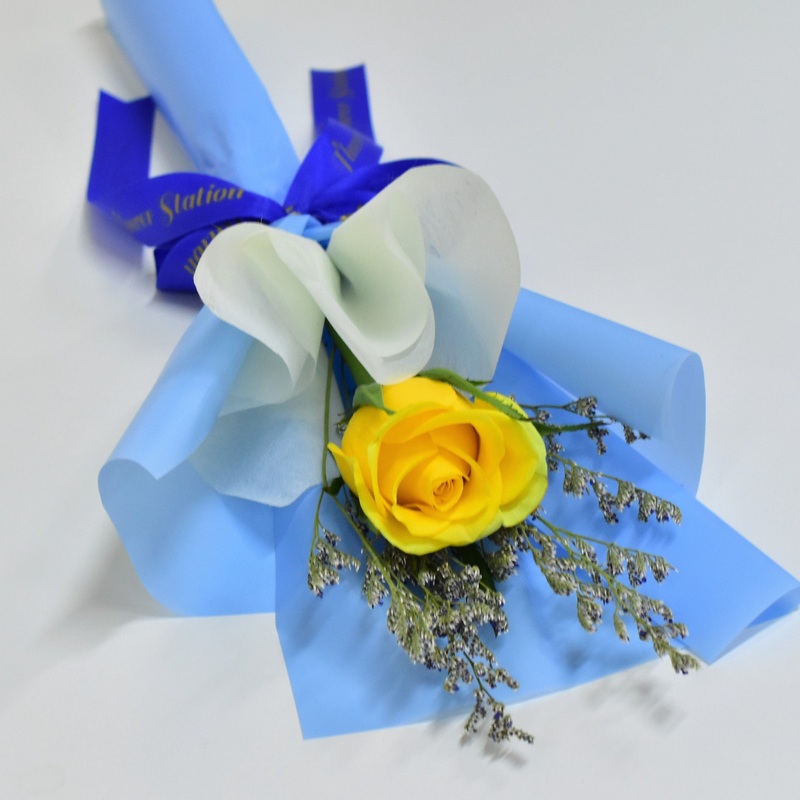 Single Rose Bouquet – Yellow
