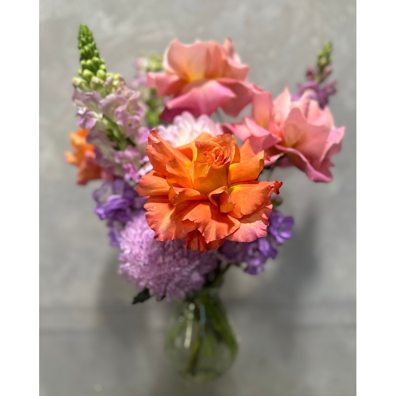 Gelato Orange + Pink Mixed Flower Vase