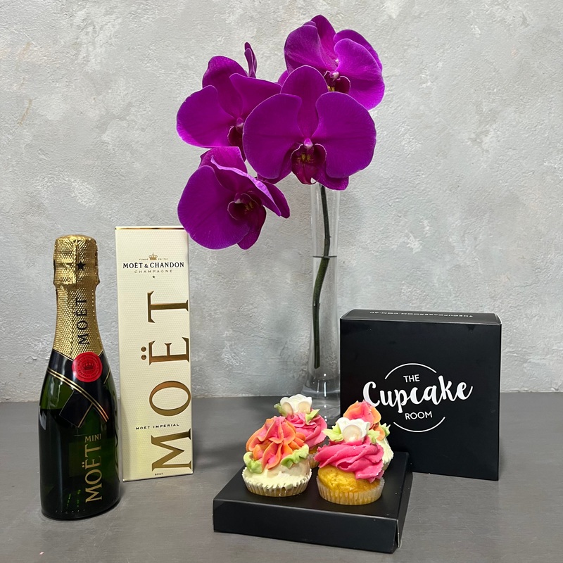 Love This Styling-White Orchid + Choc Cupcakes & Fuchsia Orchid + Pink Cupcakes & Peach Orchid + Choc Cupcakes