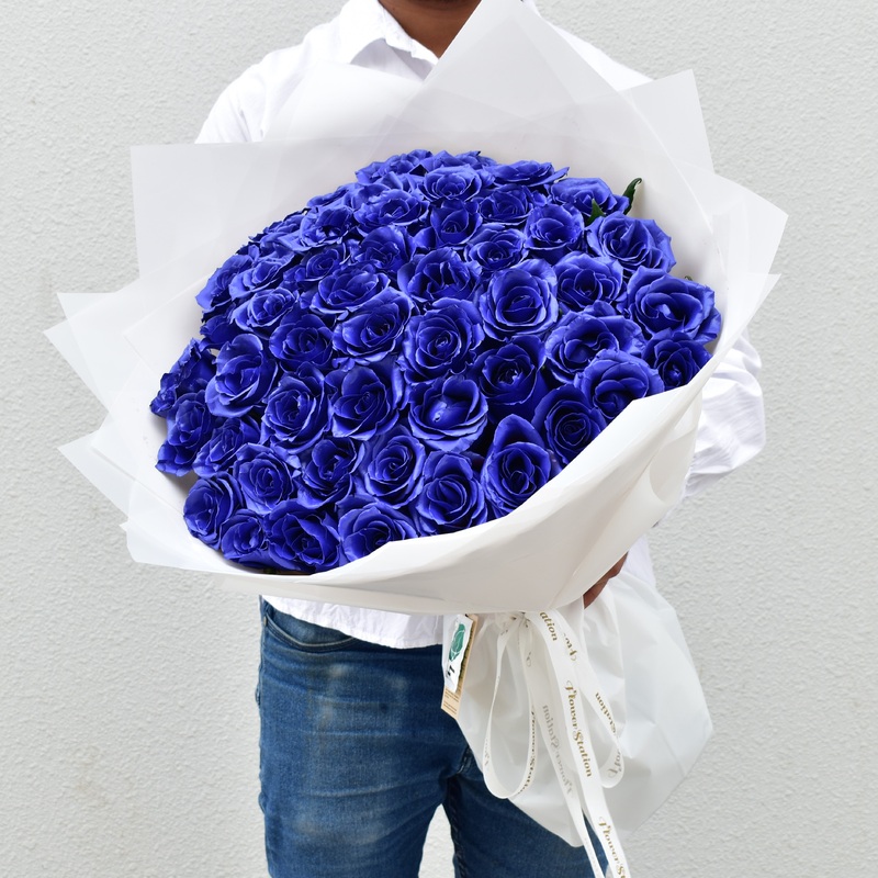 Navy Blue – Rose Bouquet-21 Roses & 31 Roses & 51 Roses & 71 roses & 101 Roses