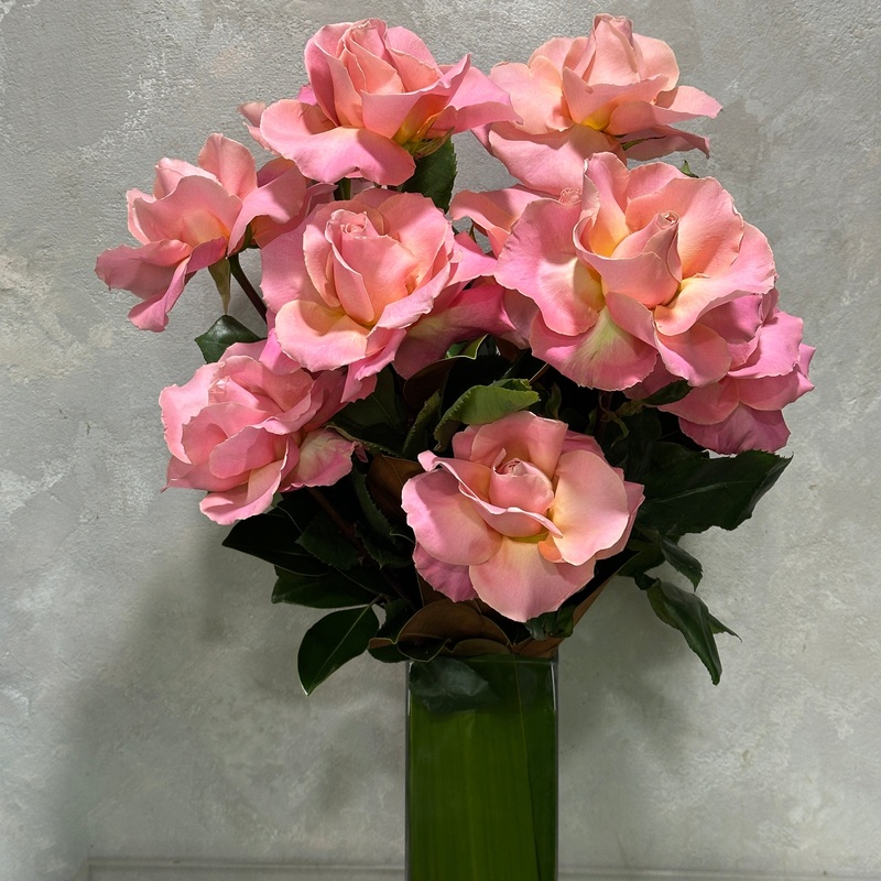The Signature Rose Vase-Soft Pink & Hot Pink & Red & Orange & White-Luxe (15 stems) & Premium (10 Stems)