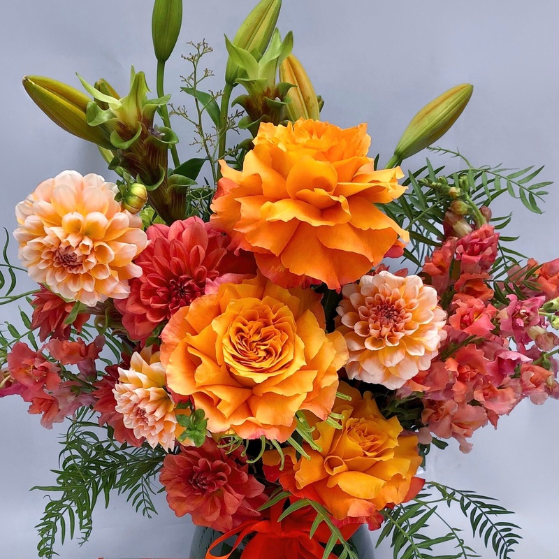 Tangerine Tango Flowers in Vase