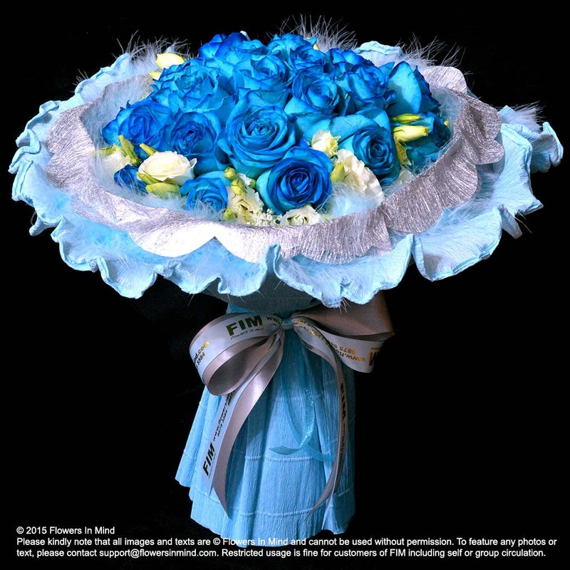Bouquet of Blue Roses with Eustomas (HB197)