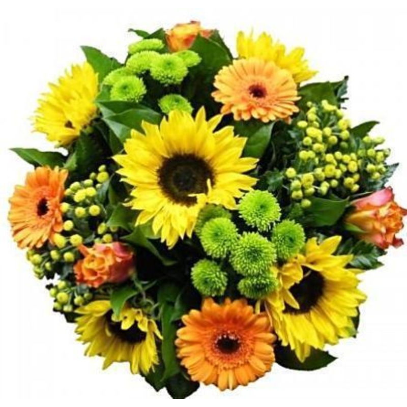 A Sunny Ray Flower Bouquet-Small (15 stems) & Regular (20 stems) & Medium (25 stems) & Large (30 stems) & Extra Large (35 stems) & Luxury (45 stems) & Glamour (50 stems) & Exclusive Glamour (65 stems) & Premium (80 stems) & Premium Extra (100 stems)