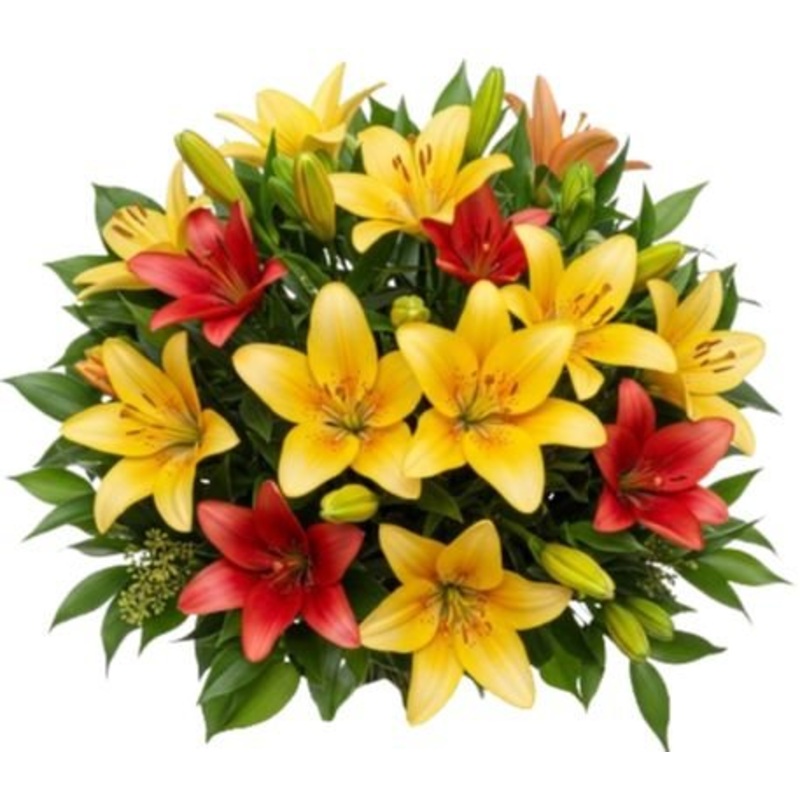 Bouquet of Colored Lily-Regular (10 stems) & Large (15 stems) & Extra Large (20 stems) & Luxury (25 stems) & Glamour (30 stems) & Exclusive Glamour (40 stems) & Premium (50 stems) & Premium Extra (65 stems) & Deluxe (80 stems) & Posh (100 stems)