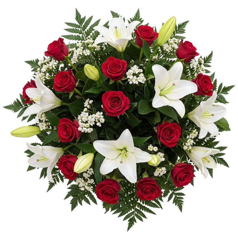 Classic Bouquet of White Lily & Roses