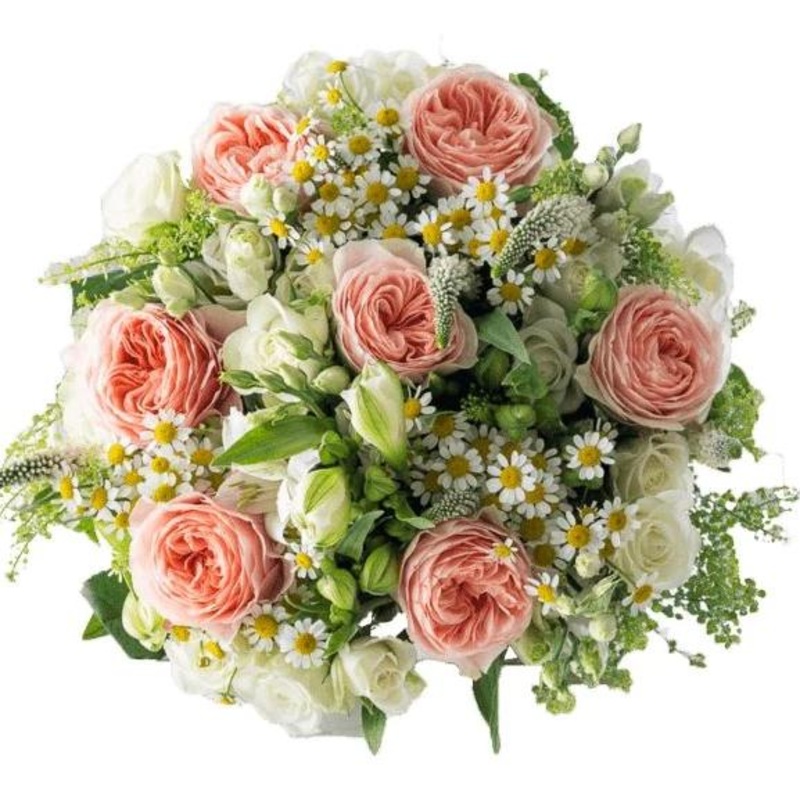 Classic Peach Garden Roses Bouquet