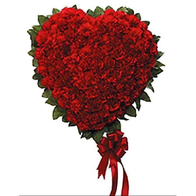 Classic Red Carnation Heart-Small (25cm / 9″) & Regular (30cm / 12″) & Large (43cm / 17″) & Extra Large (54cm / 21″)