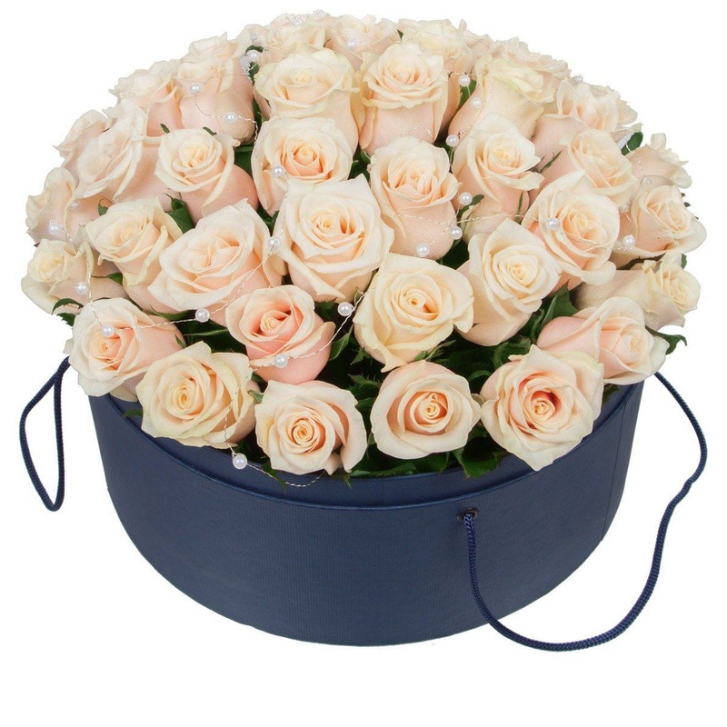 Ivory Perls Box-Small (10 stems) & Regular (20 stems) & Large (30 stems) & Extra Large (40 stems) & Luxury (50 stems) & Glamour (60 stems) & Exclusive Glamour (80 stems) & Premium (100 stems) & Premium Extra (150 stems) & Posh (200 stems)-Hat Box & Heart