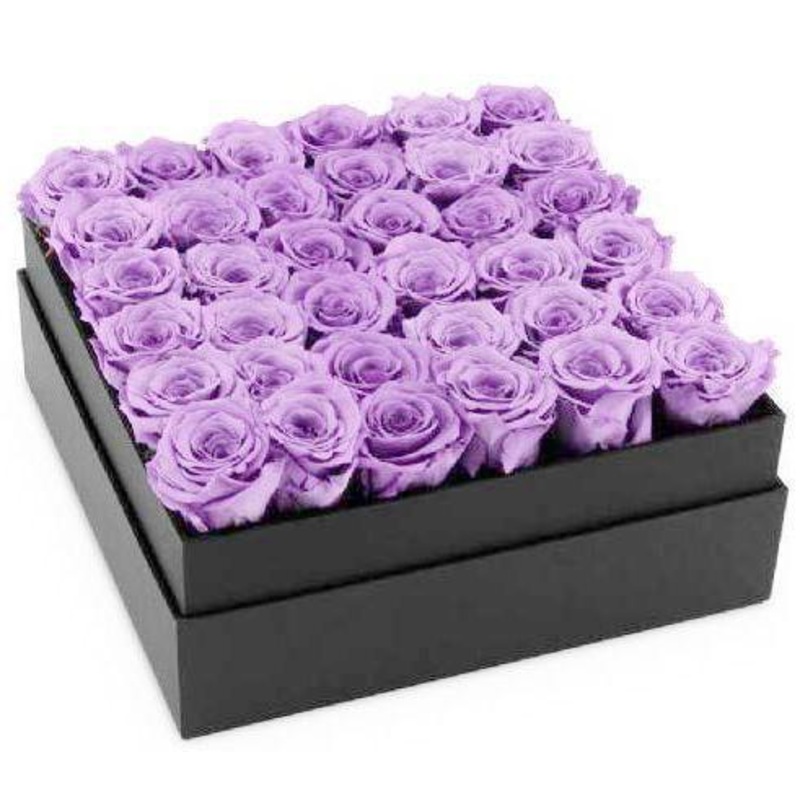Lavender Roses Signature Box-6 Roses & 9 Roses & 12 Roses & 16 Roses & 20 Roses & 25 Roses & 30 Roses & 36 Roses & 40 Roses & 50 Roses & 60 Roses & 75 Roses & 100 Roses-Square Box & Hat Box & Heart Box-Black & Cream & Red