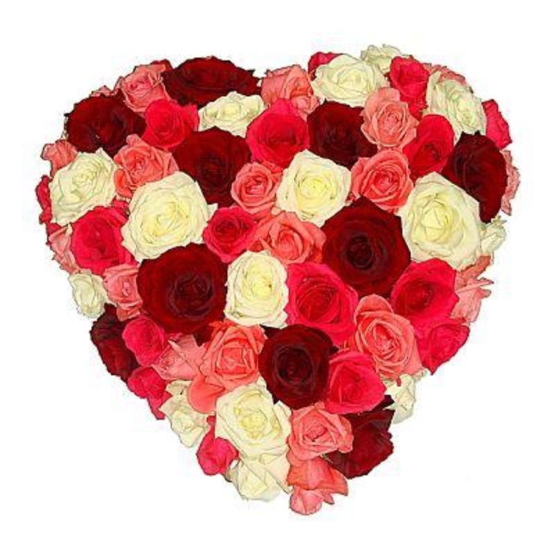Luxury Colored Roses Heart-Small (25cm / 9″) & Regular (30cm / 12″) & Large (43cm / 17″) & Extra Large (54cm / 21″)