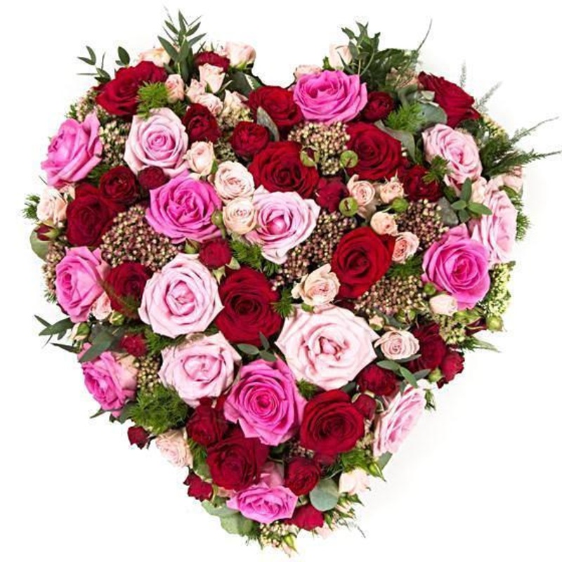 Luxury Pink & Red Roses Heart-Regular (30cm / 12″) & Large (43cm / 17″) & Extra Large (54cm / 21″)