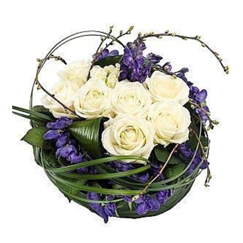 Modern White & Purple Posy-Small (25cm / 9″) & Regular (30cm / 12″) & Large (43cm / 17″) & Extra Large (54cm / 21″)