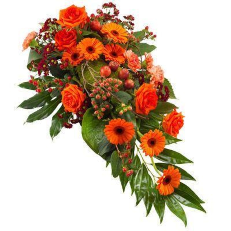Orange Gerbera Funeral Spray-Regular (30 Steams) & Large (50 Steams) & Extra Large (70 Steams)
