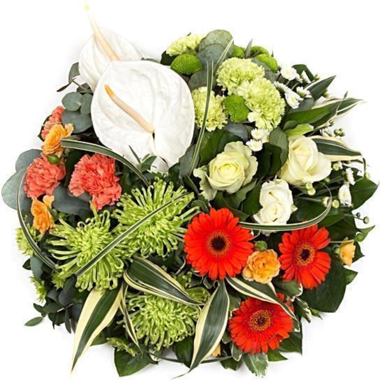 Orange & Green Posy-Regular (30cm / 12″) & Large (43cm / 17″) & Extra Large (54cm / 21″)