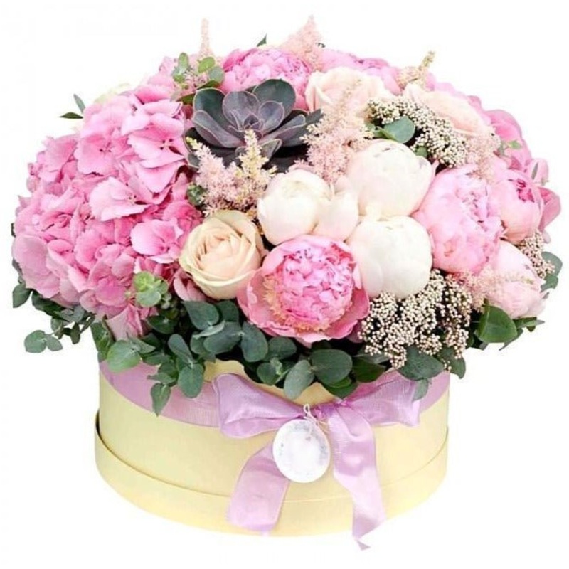 Pink Blooming Box-Small (20 stems) & Regular (25 stems) & Large (30 stems) & Luxury (40 stems) & Glamour (50 stems) & Exclusive Glamour (70 stems) & Premium (90 stems)-Hat Box & Square Box & Heart Box-CREAM & PINK & BLACK