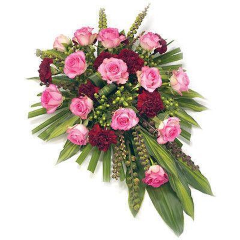 Pink Roses Funeral Spray-Small (25 Steams) & Regular (40 Steams) & Large (55 Steams) & Extra Large (70 Steams)