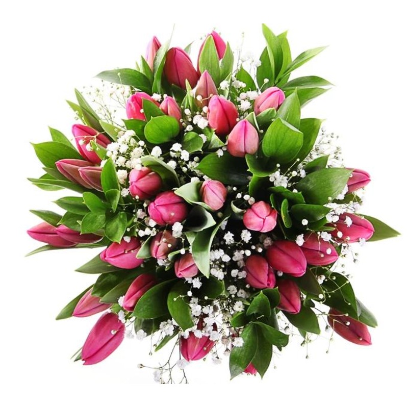 Tulips with Gypsophila Bouquet