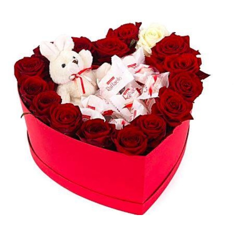 Red Roses and Raffaello Heart Box