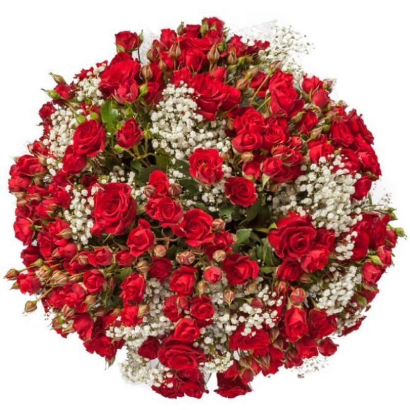 Red Spray Roses & Gypsophila Bouquet