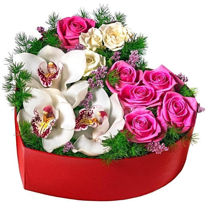 Roses & Orchids Luxury Box-Extra Small (15 stems) & Small (20 stems) & Regular (25 stems) & Large (30 stems) & Extra Large (40 stems) & Luxury (50 stems) & Glamour (65 stems) & Exclusive Glamour (80 stems) & Premium (100 stems)-Heart Box & Square Box & Ha