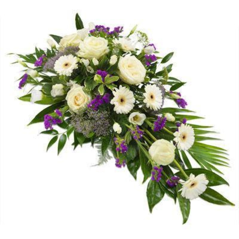 White & Purple Funeral Spray-Regular (20 Stems) & Large (35 Stems) & Extra Large (55 Stems)