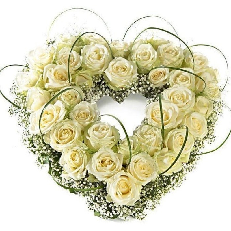 White Roses Open Heart-Small (25cm / 9″) & Regular (30cm / 12″) & Large (43cm / 17″) & Extra Large (54cm / 21″)