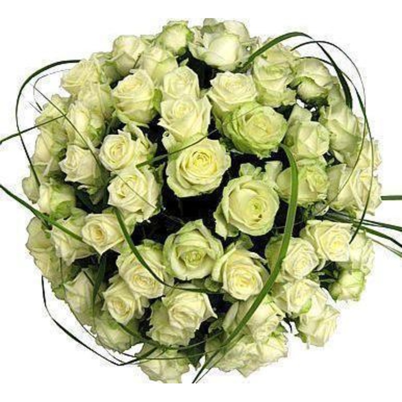 White Roses with Bear Grass Bouquet