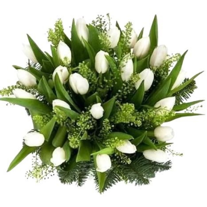 White Tulips with Green Bell Bouquet