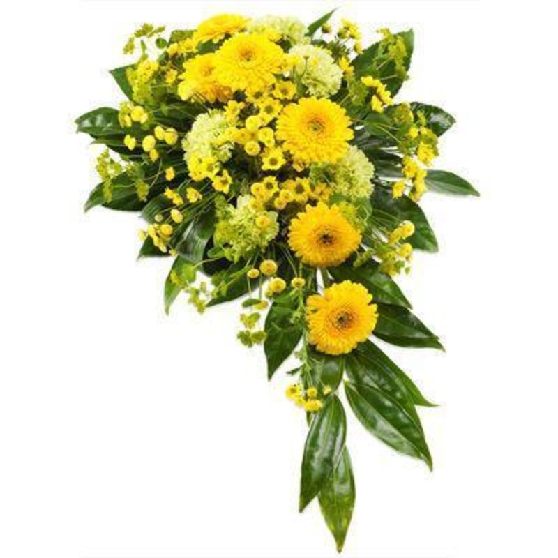 Yellow & Green Funeral Spray-Regular (25 Steams) & Large (35 Steams) & Extra Large (50 Steams)