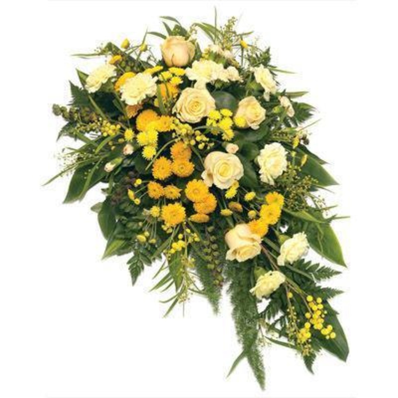 Yellow Roses Funeral Spray-Regular (20 Steams) & Large (40 Steams) & Extra Large (60 Steams)