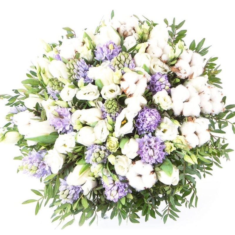 Azure Sky Flower Bouquet-Extra Small (20 stems + cotton) & Small (25 stems + cotton) & Medium (30 stems + cotton) & Regular (35 stems + cotton) & Large (40 stems + cotton) & Luxury (50 stems + cotton) & Glamour (65 stems + cotton) & Exclusive Glamour (80