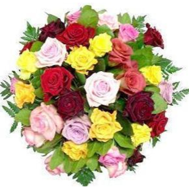 Colored Roses with Greenery Bouquet