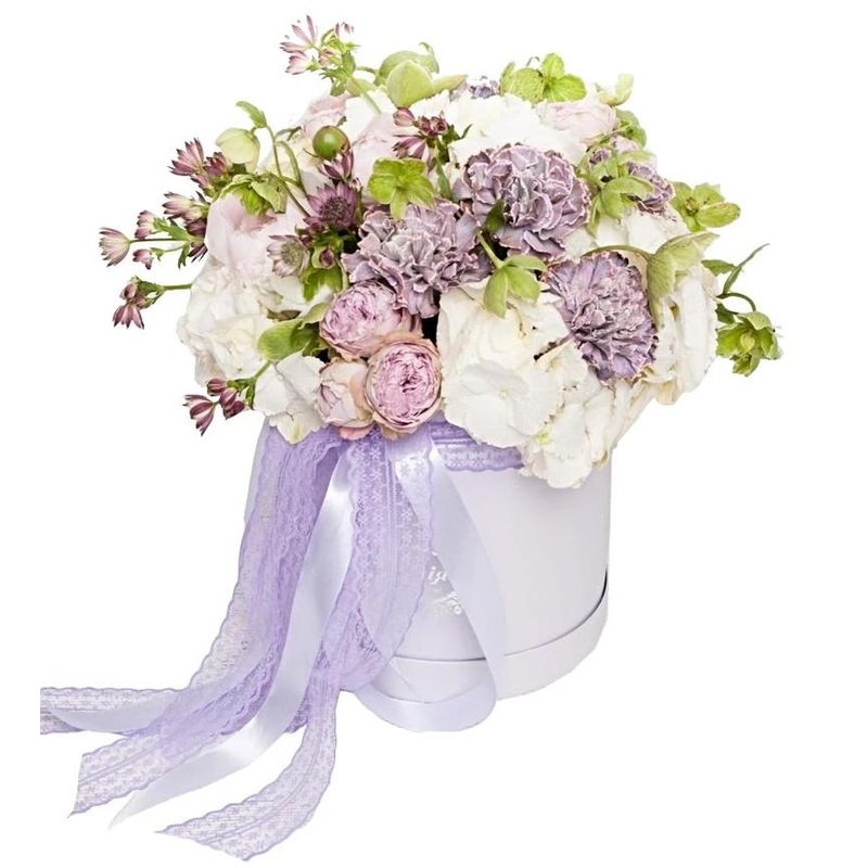 Lavender and White Box-Extra Small (20 stems) & Small (25 stems) & Regular (30 stems) & Large (35 stems) & Extra Large (45 stems) & Luxury (55 stems) & Glamour (75 stems) & Exclusive Glamour (85 stems) & Premium (100 stems) & Premium Extra (120 stems) & P