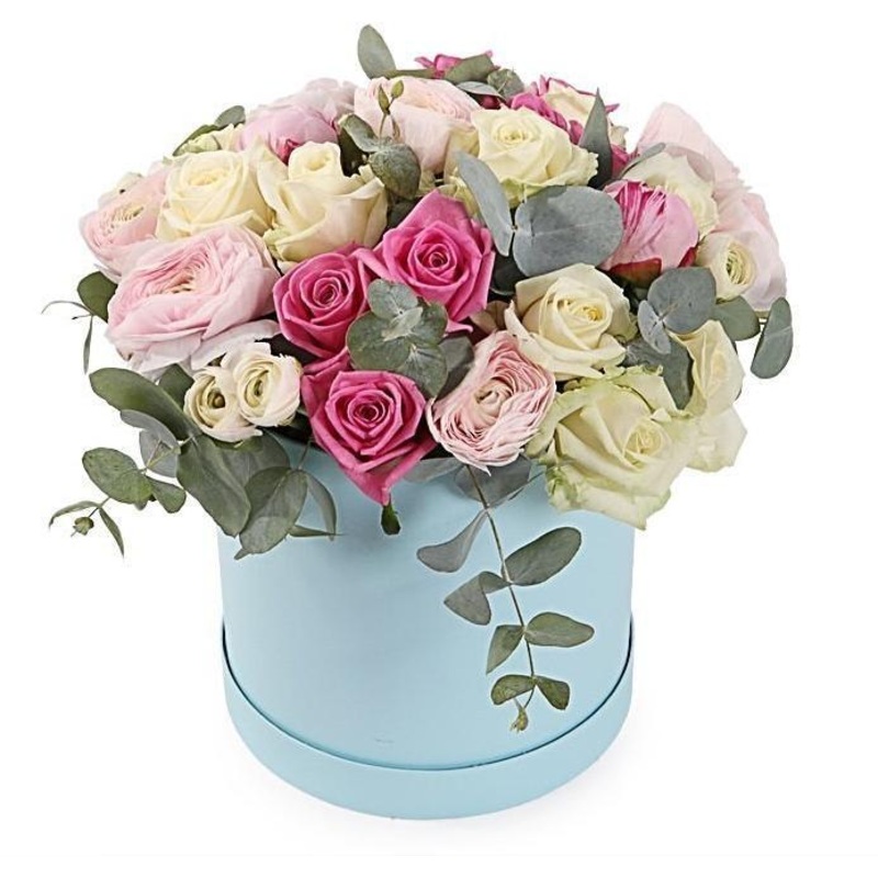 Pink and Pure White Box-Small (15 stems) & Regular (20 stems) & Large (30 stems) & Luxury (45 stems) & Glamour (60 stems) & Luxury Glamour (80 stems) & Exclusive Glamour (100 stems) & Premium (120 stems) & Posh (150 stems)-Hat Box & Square Box & Heart Box