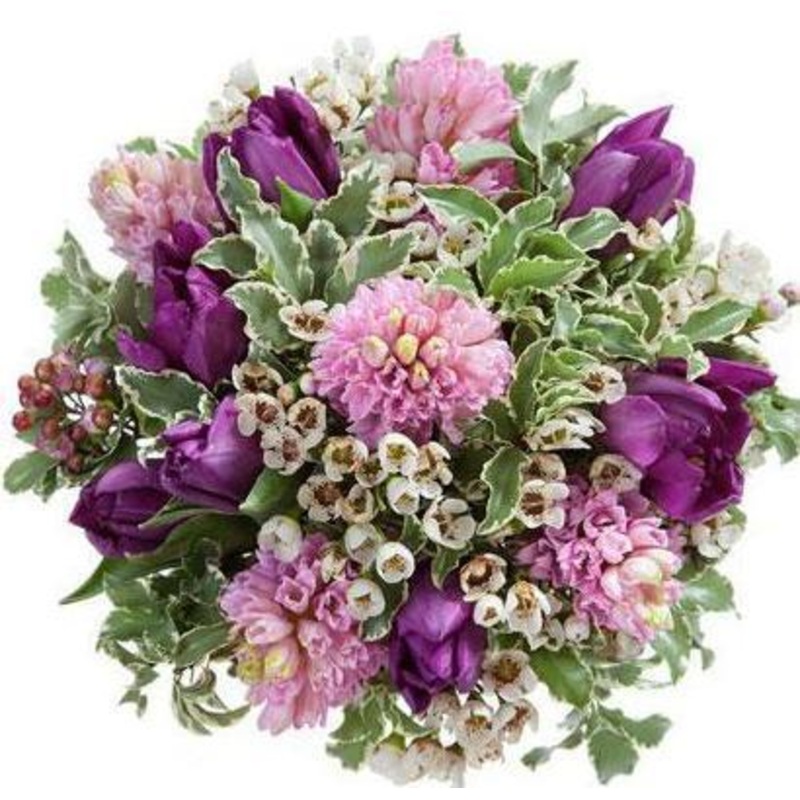 Purple Tulips with Hyacinths Bouquet